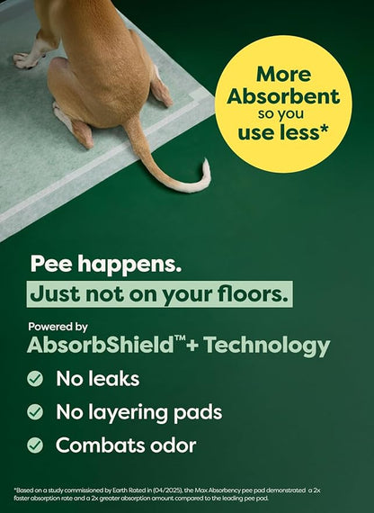 Earth Rated Max Absorbency Trial Pack Puppy Pee Pads for Dogs Absorbs 2X Faster & 2X More, Leak-Proof, Odor Control Potty Training, Unscented, XL, 28” x 34”, 1 Count