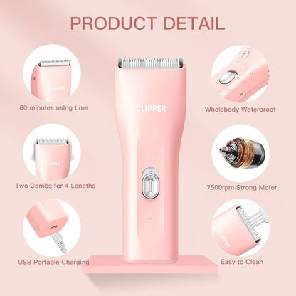 Grimgrow Dog Grooming Kit Clipper for Thick Coat Low Noise Cordless Cat Hair Trimmer Rechargeable Shaver Pet Grooming Tools for Small and Large Animals