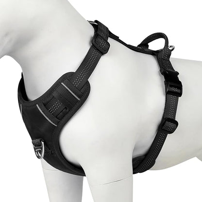 Plutus Pet No Pull Dog Harness, Reflective Adjustable Dog Vest Harness with Handle, Escape Proof, Soft Padded for Small Medium Large Dogs (Black, L)