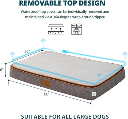 LIORCE Orthopedic Memory Foam Giant Dog Bed - 6" Thick Beds for Large Sized Dog - Waterproof Removable Washable Cover & Wrap-Around Zipper - Ultimate Comfort & Easy Maintenance