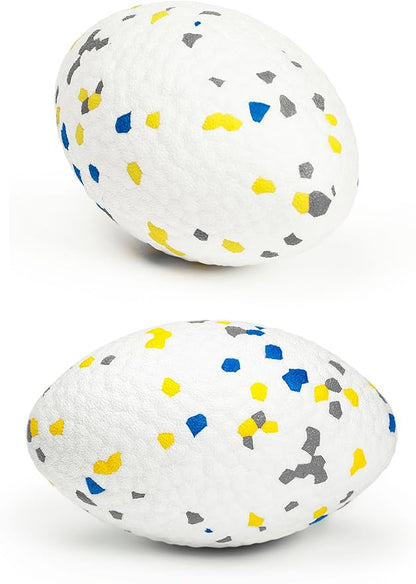 Moonorange 4.72" Indestructible Large Rugby Balls for Aggressive Chewers Durable Olive Bouncy Interactive Football Toy for Dogs Fetch Game Lightweight Floating Outdoor Training, White