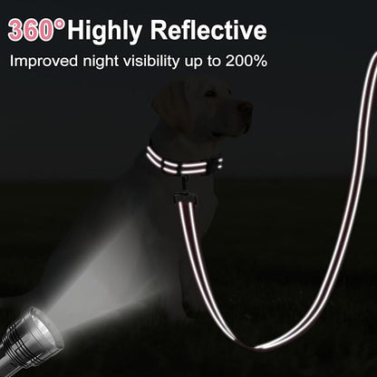 4FT Reflective Nylon Dog Leash with Soft Padded Handle for Walking, Running and Training, Supports Small Medium and Large Dogs (Neon Pink, 3/4 Inch Wide)