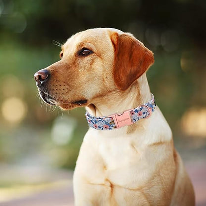 Unique style paws Dog Collar Metal Buckle Red Rose Puppy Collar Flower Gift Durable Cute for Small Medium Large Boys Girls Dogs