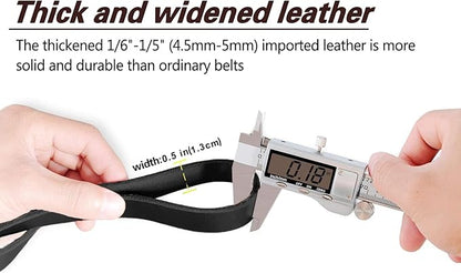 LWBMG Leather Dog Leash 8ftx1/2 inch, Heavy Duty Dog Leashes, Strong and Sturdy Handmade Pet Leashes, Soft and Comfortable Leather Leash for Medium Large Dogs Training and Walking Black