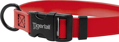 Tiger Tail Large Red Dog Collar | Waterproof and Odor-Proof for Active Pets | Durable, Anti-Mat, and Lightweight Design | Made with Premium Coated Nylon | Suitable for Large Breed Dogs