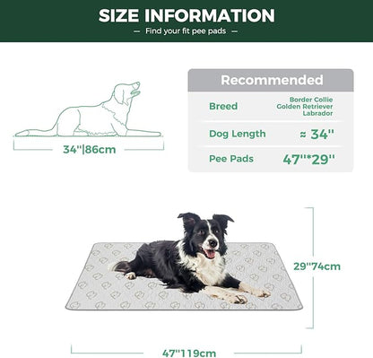 FXW Washable Pee Pads for Dogs, Leak-Proof & Non-Slip, Specifically Designed for 48inch Cages, 29" x 47" Rectangle, Khaki, 1 Pack