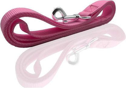 Nylon Dog Leash 4 Ft 5 Feet 6 Foot Long, Walking Training Dog Leashes for Medium Large Dogs, 1 Inch Wide (1" X 5 ft, Pink)