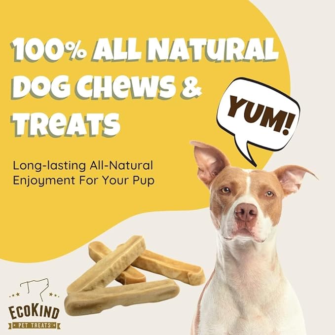 EcoKind Premium Gold Yak Cheese Himalayan Dog Chews, Dog Treats Large Breed, All Natural, High Protein Dog Chew, Peanut Butter, Large - 3 Chews