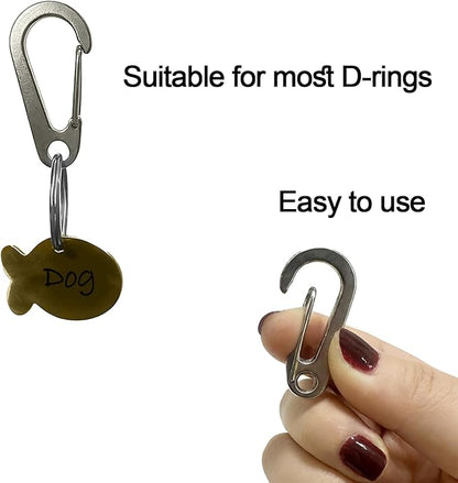 Dog Tag Clips / 2 Pack/Multiple Size 304 Stainless Steel Quick Clip with Rings/Easy Change Dog Cat ID Tag Holder for Small pet Collars and Harnesses.(2 Large Grey)