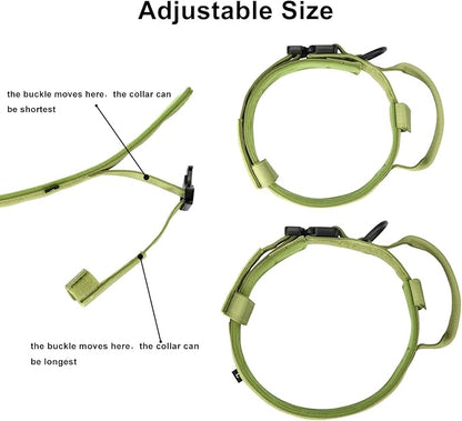 DAGANXI Tactical Dog Collar, Adjustable Military Training Nylon Dog Collar with Control Handle and Heavy Metal Buckle for Medium and Large Dogs, with Patches and Airtags Case (XL, Spring Grass)