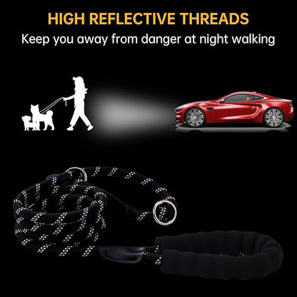 Slip Leads Dog Leash - 4/5/6/8/10 FT Heavy Duty Training Leashes - Reflective & Comfortable Handle for Small Medium Large Dogs (1/2''- 10FT, Grey)