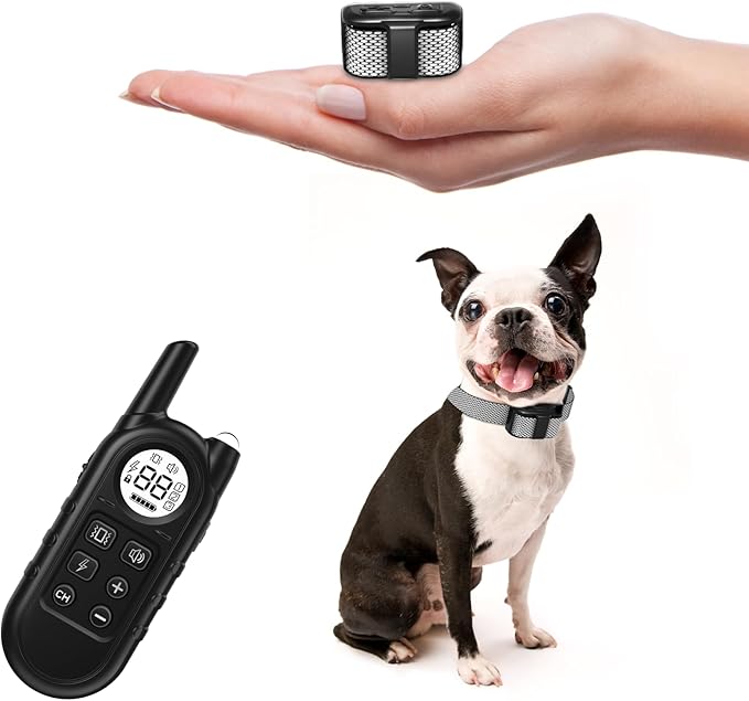Tiniest Dog Shock Collar, Lightest Dog Training Collar with Remote for Small Dogs 5-15lbs & Medium Large Dogs/Puppies, Waterproof, Rechargeable, 1300ft Range (White Black Dot&Ultra Tiny)