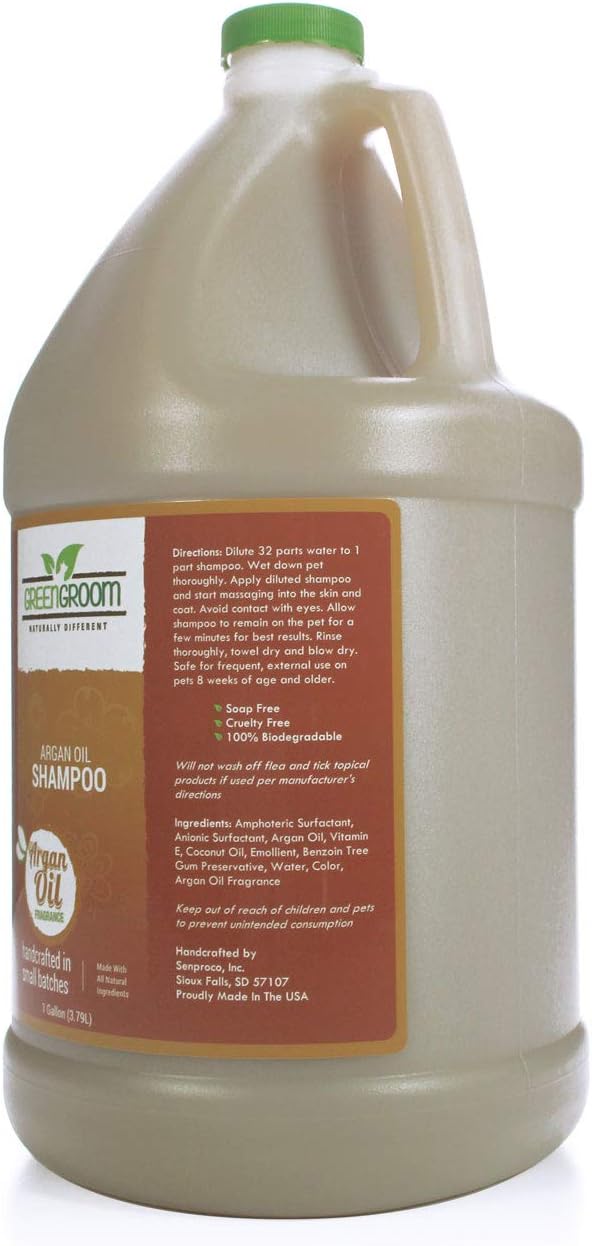 Green Groom Argan Oil Dog Shampoo, 1 Gallon - Vitamin E and Antioxidant Rich, Restores Shine, Moisturizing, Natural Ingredients, Helps Relieve Dry Itchy Skin, Adds Moisture to The Coat
