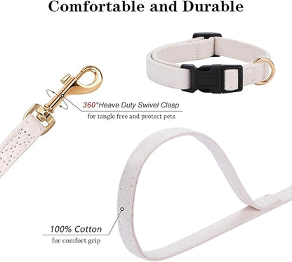 No Pull Dog Harness- Lightweight, Soft, Adjustable Small Harness Collar and Leash Set, Suitable for Cats Puppy Small and Medium-Sized Dog Outdoor Training and Running (Beige, XXS)