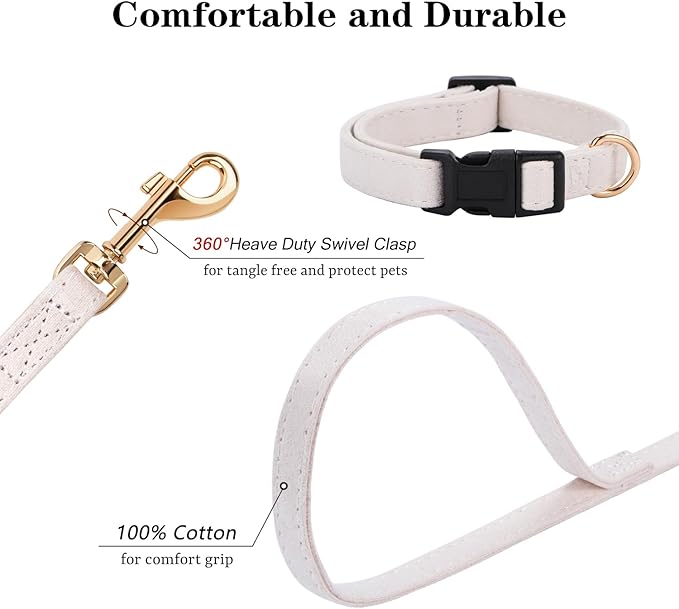 No Pull Dog Harness- Lightweight, Soft, Adjustable Small Harness Collar and Leash Set, Suitable for Cats Puppy Small and Medium-Sized Dog Outdoor Training and Running (Beige, M)