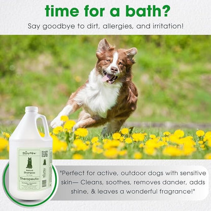 Shiny Paw Dog Shampoo Itchy Skin Relief | Hypoallergenic Dog Wash | Eucalyptus, Chamomile & Aloe Vera | Dog Shampoo Sensitive Skin & Smelly Dogs | (1 Gallon, Eucalyptus, Chamomile & Aloe Vera)