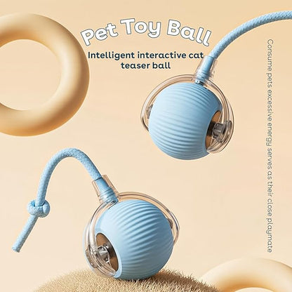 NatureTails Interactive Cat Toys for Indoor Cats,The 3rd Generation Agile Moving Cat Ball with Elastic Mesh Tail,Automatic Kitten Toys for Bored Indoor Adult Cats,Motion Activated (Blue)