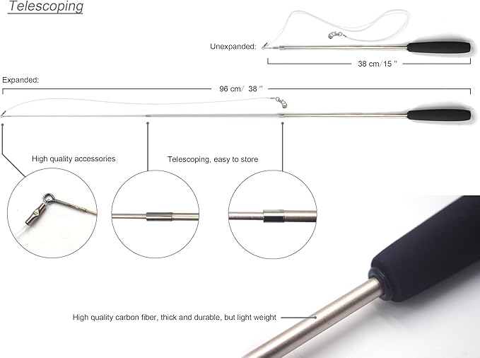 YOOGAO Pet Cat Toys Wand Retractable Interactive Feather Teaser Cat Toy with Bell, 5pcs Refills