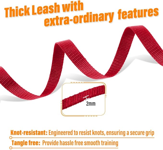 Dog Training Leash - Long Line for Recall & Obedience, Nylon Training Lead with Padded Handle, 15 ft / 20 ft / 30 ft / 50 ft / 100 ft - Long Leash for Dogs Outside, Small/Medium/Large