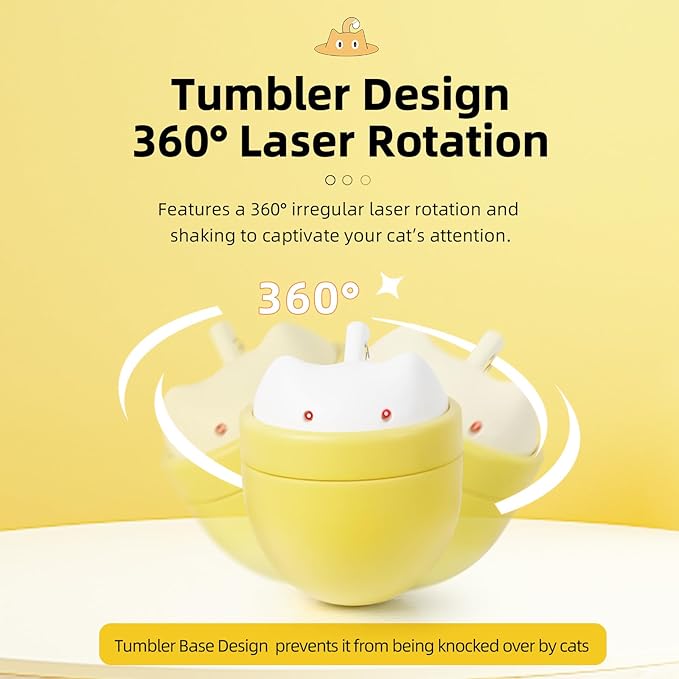 Asinpa Automatic Cat Laser Toy with Double Laser & One-Tap Button-Self-Rotating Interactive Toys for Indoor Cats, Rechargeable Laser Cat Chaser