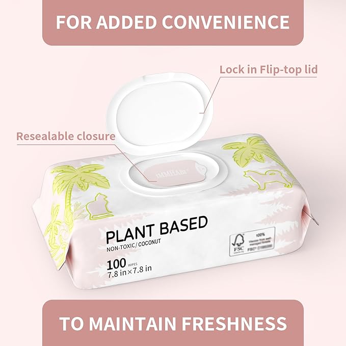 IMMHABI 400 PCS Pet Wipes for Paws and Butt Hypoallergenic Pets Cleansing & Deodorizing Anal Gland Hygienic Puppy Wipes for Dogs Face and Body Wipes Cleaning Fur Doggie Wipes Doggy Wipes (Coconut Oil)