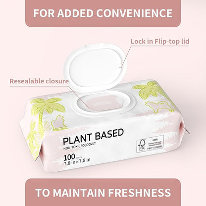 IMMHABI 400 PCS Pet Wipes for Paws and Butt Hypoallergenic Pets Cleansing & Deodorizing Anal Gland Hygienic Puppy Wipes for Dogs Face and Body Wipes Cleaning Fur Doggie Wipes Doggy Wipes (Coconut Oil)