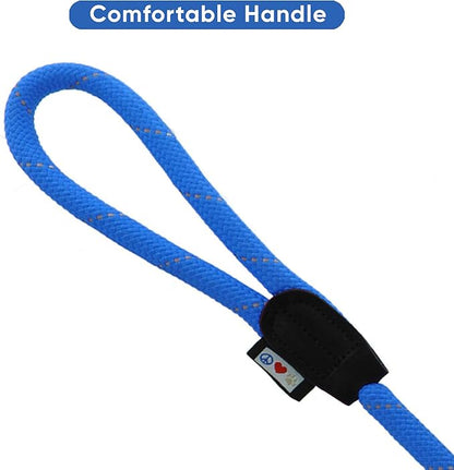 Pawtitas Double Leash for Two Dogs Great for Walking & Training Comfortable Shock Absorbing Reflective Pet Rope Leash for 2 Dogs 6ft - Medium/Large - Blue