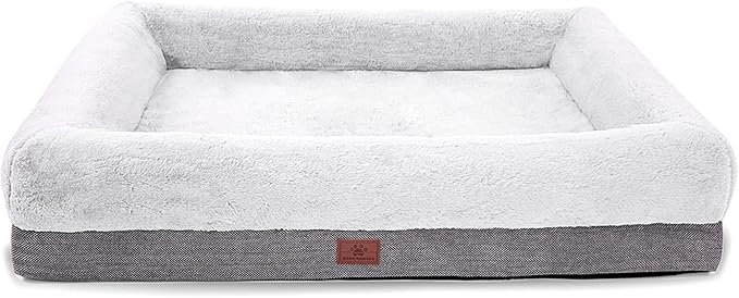 WINDRACING Orthopedic Dog Bed for Medium Dogs, Bolster Sides Dogs Sofa Bed with Removable Washable Cover & Non-Skid Bottom, Soft Pet Bed with Egg Foam Dog Couch for Sleeping, 31 x 25 Inch, Gray