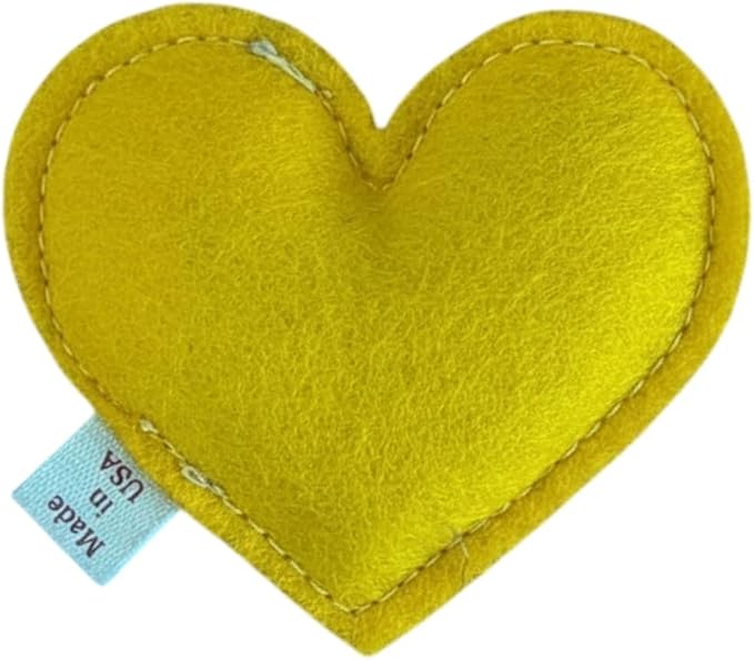 Catnip Toy – Heart Shape, Organic Catnip, 100% Wool Felt, Grown & Made in The USA - Yellow