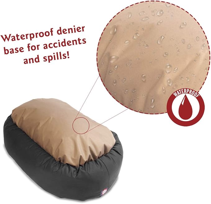 Majestic Pet 24 Inch Bagel Calming Dog Bed Washable – Cozy Soft Round Dog Bed with Spine Support for Dogs to Rest Their Head - Fluffy Donut Puppy Mat 24x19x7 (Inch) Small - Gray