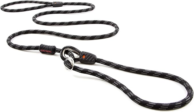 EzyDog Luca Slip Lead Dual Function Heavy Duty Rope Leash for Dogs That Pull Slip Leash & Gentle Lead Head Halter, Medium & Large Dogs (5.5ft x .33', Black)