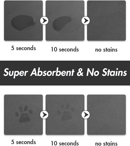 MontVoo-Absorbent Pet Feeding Mat-No Stains Pet Mat for Food and Water Bowl-Quick Dry Cat & Dog Food Mat Water Dispenser Mat-Pet Supplies Mat-Dog Water Bowl Mat for Messy Drinker,（Darkgrey,16"x24"）