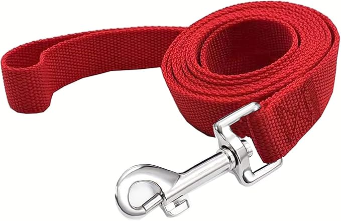 TAIAN 4FT/5FT/6FT Strong Dog Leash, Nylon Dog Leashes for Small Medium Large Dogs (1 in x 5 ft, Red)