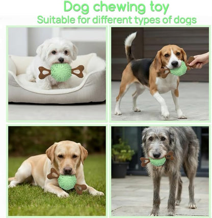 sidaeren Dog Toys,Hybrid Dog Chew Toy for Aggressive Chewers, 2-in-1 Durable Wood-Plastic Bone & TPR Spike Ball, Natural Wood Scent, Integrated Safe Design for 20-100 lbs Medium Large Breeds