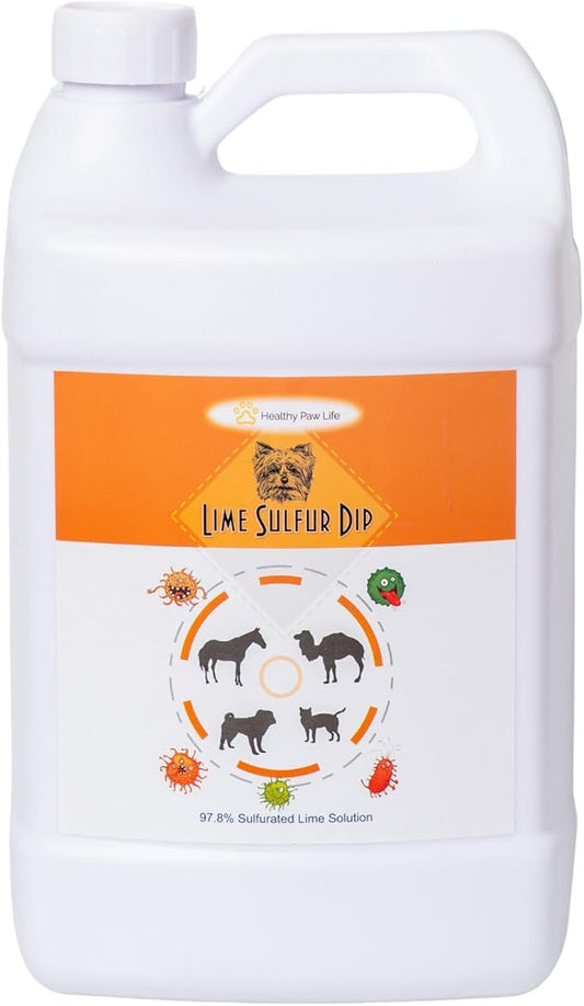 Healthy Paw Life - Lime Sulfur Dip - Pet Care for Itchy and Dry Skin - Xtra Strength Formula - Safe Solution for Dog, Cat, Puppy, Kitten, Horse (1 Gallon)