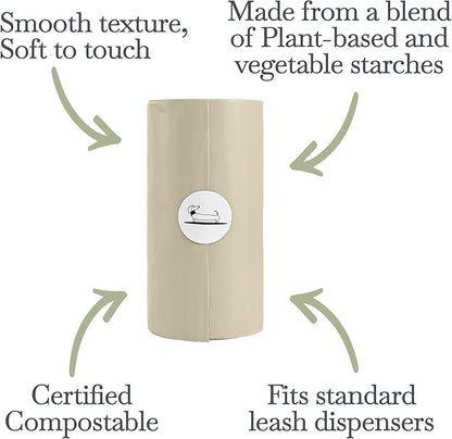 100% Certified Home Compostable and Biodegradable Dog Poop Bags - ASTM D6400 & EN 13432 Compliant Dog Waste Bags – 60 Bags – 4 x Rolls of Plant Based Compostable Poop Bag