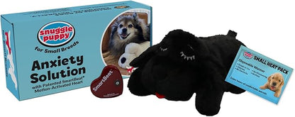 Snuggle Puppy Junior Heartbeat Puppy Toy - Heartbeat Puppy for Dogs - Pet Anxiety Relief and Calming Aid - Comfort Dog Toy - Behavioral Training and Sleep Aid Cuddle Buddy - Black
