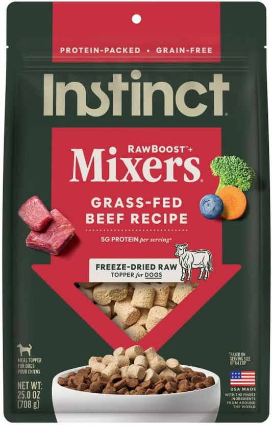 Instinct Raw Boost Mixers, Freeze Dried Dog Food Topper, Grain Free Recipe - All Natural Beef, 25 oz. Bag