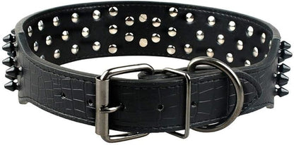 Serijoars Spiked Studded Dog Collar, PU Leather Dog Collar, Adjustable Pet Collars for Medium or Large Breed Pet (M, Black2)