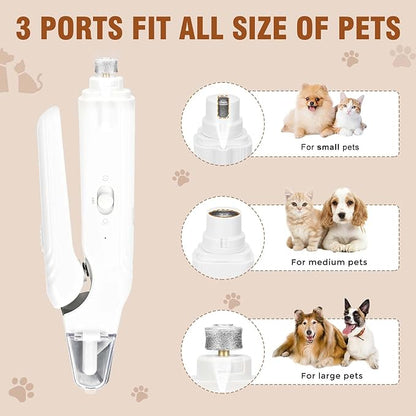 2-in-1 Dog Nail Grinder &Dog Nail Clippers with Light，Cat Nail Clippers ，Ultra-Quiet, USB Rechargeable, Multiple Grinding Methods, and Splash Guard for Large Medium Small Dogs Cats Pets(White)