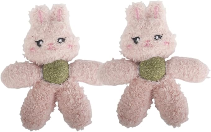 Gavpepy Cat Toys with Catnip Kitten Chew Bite Supplies Boredom Relief Fluffy Kitty Teeth Cleaning Chewing Cat Lovers Interactive Plush Gift (Rabbit&Rabbit)