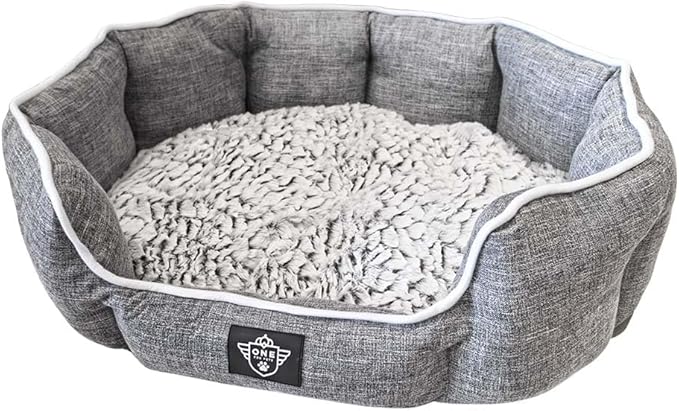 One for Pets Snuggle Pet Bed,Dog Bed, Cat Bed, Removable Washable Octagon Cuddle Bed,Anti Anxiety (Gray, Large (30 Inch))