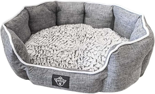 One for Pets Snuggle Pet Bed,Dog Bed, Cat Bed, Removable Washable Octagon Cuddle Bed,Anti Anxiety (Gray, Large (30 Inch))