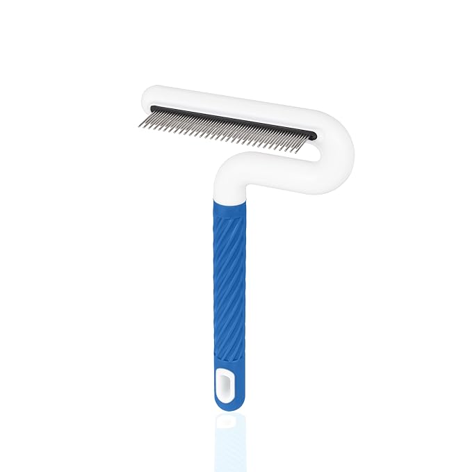 Flea Comb,TailGurus Pet Flea Comb for Dogs & Cats - Grooming Tool with Long & Short Steel Teeth, Safely Removes Tangles and Knots, Gentle Detangling Brush for Pet Hair (TG2042)(Blue)