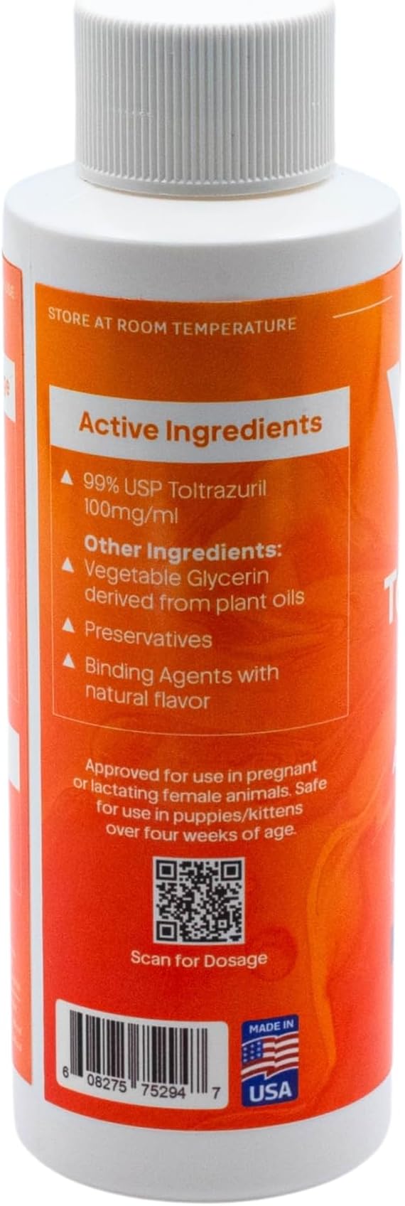 ToltraMax Toltrazuril 10.0% for Horses, Dogs, Cats, 120mL/4 Ounce, for Non-Food Chain Animals, Peanut Butter