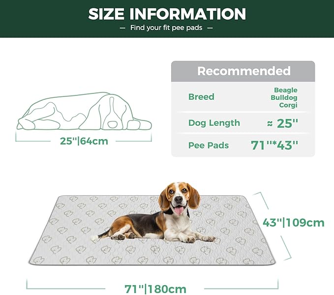 FXW Washable Pee Pads for Dogs, Leak-Proof & Non-Slip, Specifically Designed for FXW Rollick/Homeplus 32/40/45inch 6 Panels Dog Playpen, 43" x 71" Rectangle, Khaki, 2 Packs