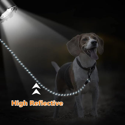 NTR Dog Rope Leash, 15FT Puppy Recall Training Lead, with 2 Swivel Hooks, Reflective Threads and Comfortable Handle, Puppy Leash for Walking, Hunting, Camping, Backyard for Small Medium and Large Dogs
