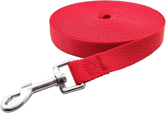 Nylon Training Dog Leash for Small Medium Large Dogs, 15ft 20ft 30ft 50ft 100ft Long Leash Dog/Puppy Lead for Obedience Recall Training, Camping