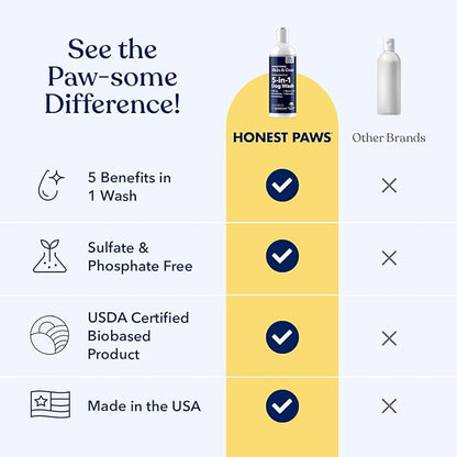 Honest Paws Dog Shampoo and Conditioner - Premium Dog Wash for Allergies and Dry, Itchy, Moisturizing for Sensitive Skin - Sulfate Free, Plant Based, All Natural - 8 Fl Oz