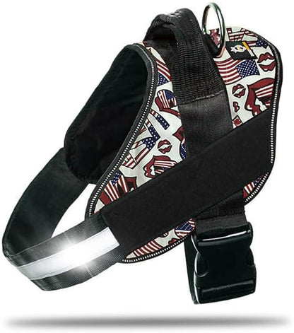 DOGGYKINGDOM Non Pull Dog Harness with Patch Panels and Handle, Adjustable, Reflective, No Choke, Heavy Duty Easy On Service Dog Vest Harnesses for Medium Large Small Sized Dogs - USA, XS